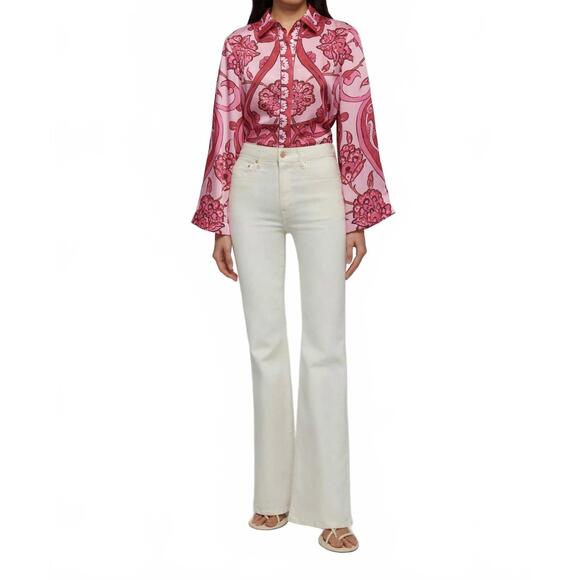 NEW DEREK LAM 10 CROSBY crosby high rise flare jeans in ivory